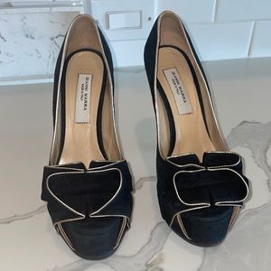 Gianni Marra Black Suede High Heels with gold trim Size 36.5 (6.5 US)